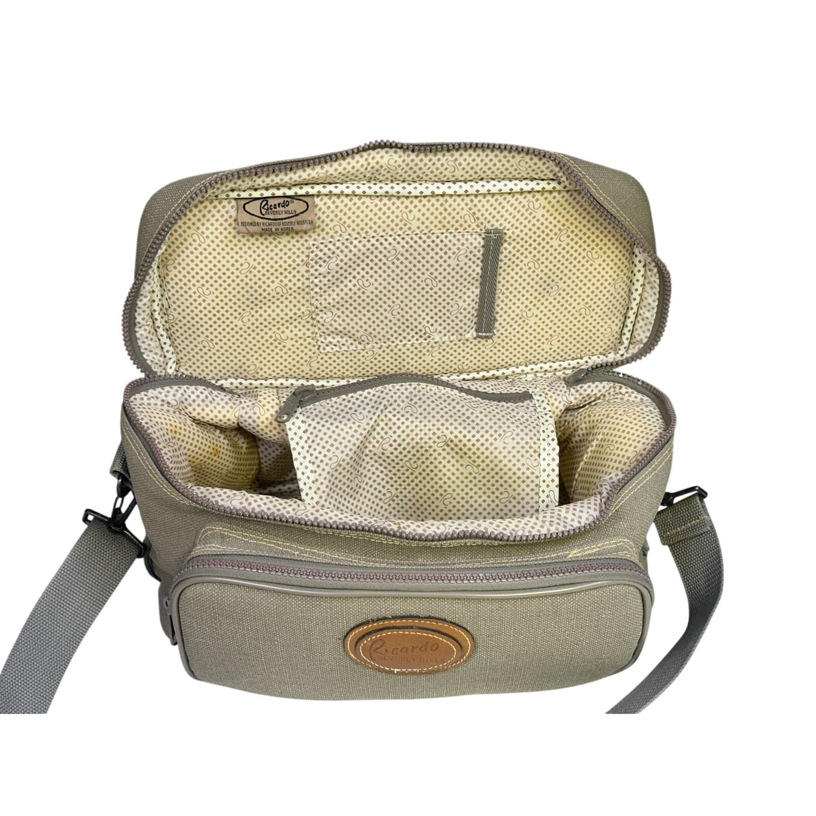 Ricardo Beverly Hills 13" Cosmetic/Carryon Canvas/Leather Bag Shoulder Strap - Thumbnail 10