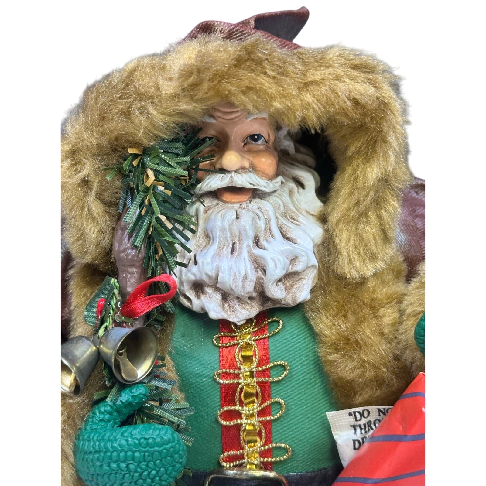Grandeur Noel Collectible Hand Painted Fabric Mache 11" Santa Figurine-Set of 2 - Thumbnail 9
