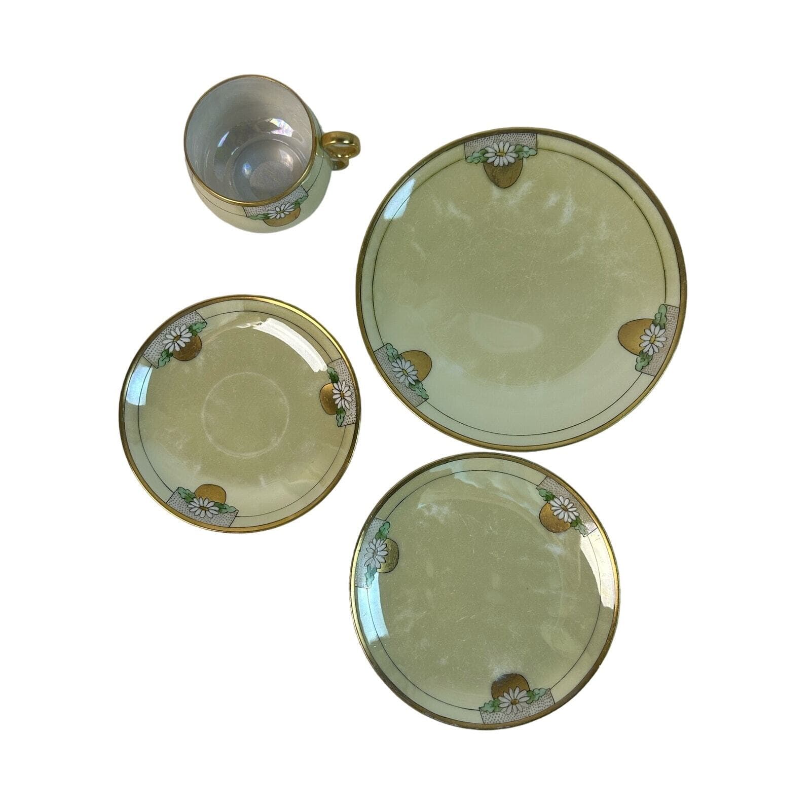Art Nouveau 4 Piece Thomas Bavaria Luncheon Set Light Yellow & Daisy design VTG - Thumbnail 7