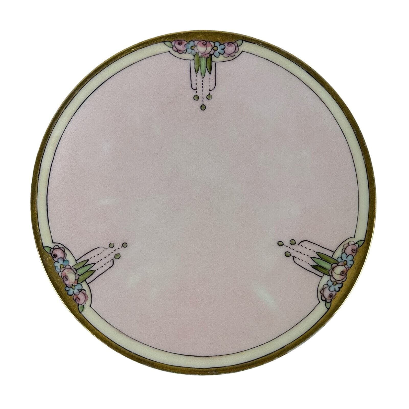Art Nouveau Thomas Bavaria 4 Piece Luncheon Set Light Pink w/ Roses & Gold Trim - Thumbnail 6