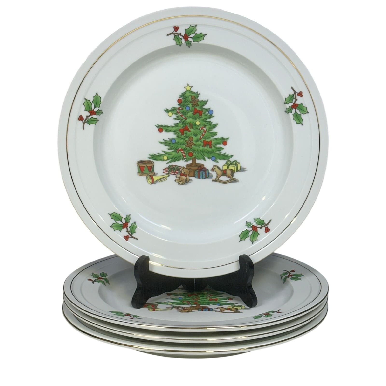 Tienshan Retired 1996-1999 'Holiday Hostess' 10.75" Dinner Plates-Set of 4