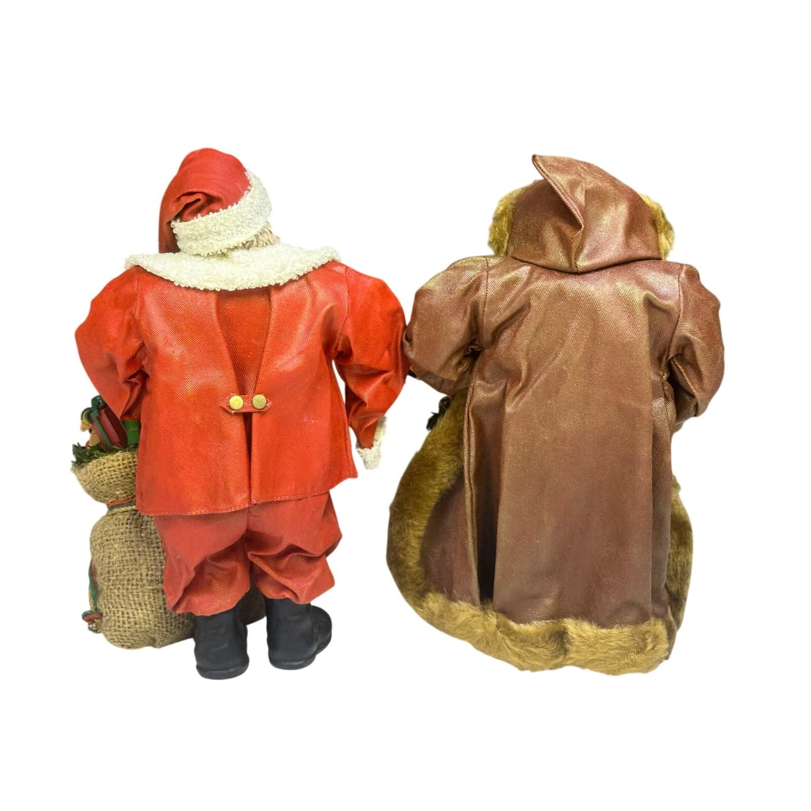 Grandeur Noel Collectible Hand Painted Fabric Mache 11" Santa Figurine-Set of 2 - Thumbnail 4