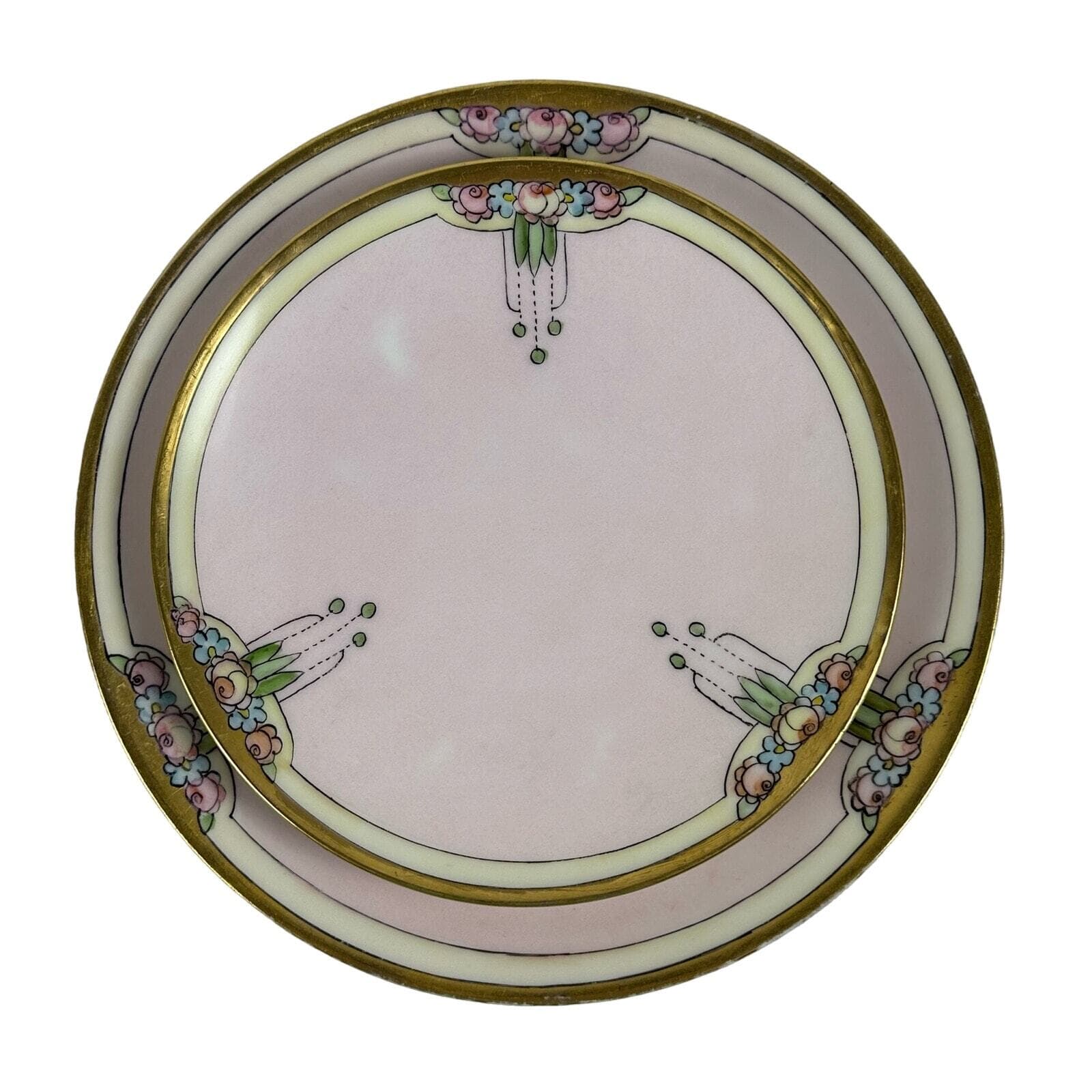 Art Nouveau Thomas Bavaria 4 Piece Luncheon Set Light Pink w/ Roses & Gold Trim - Thumbnail 5