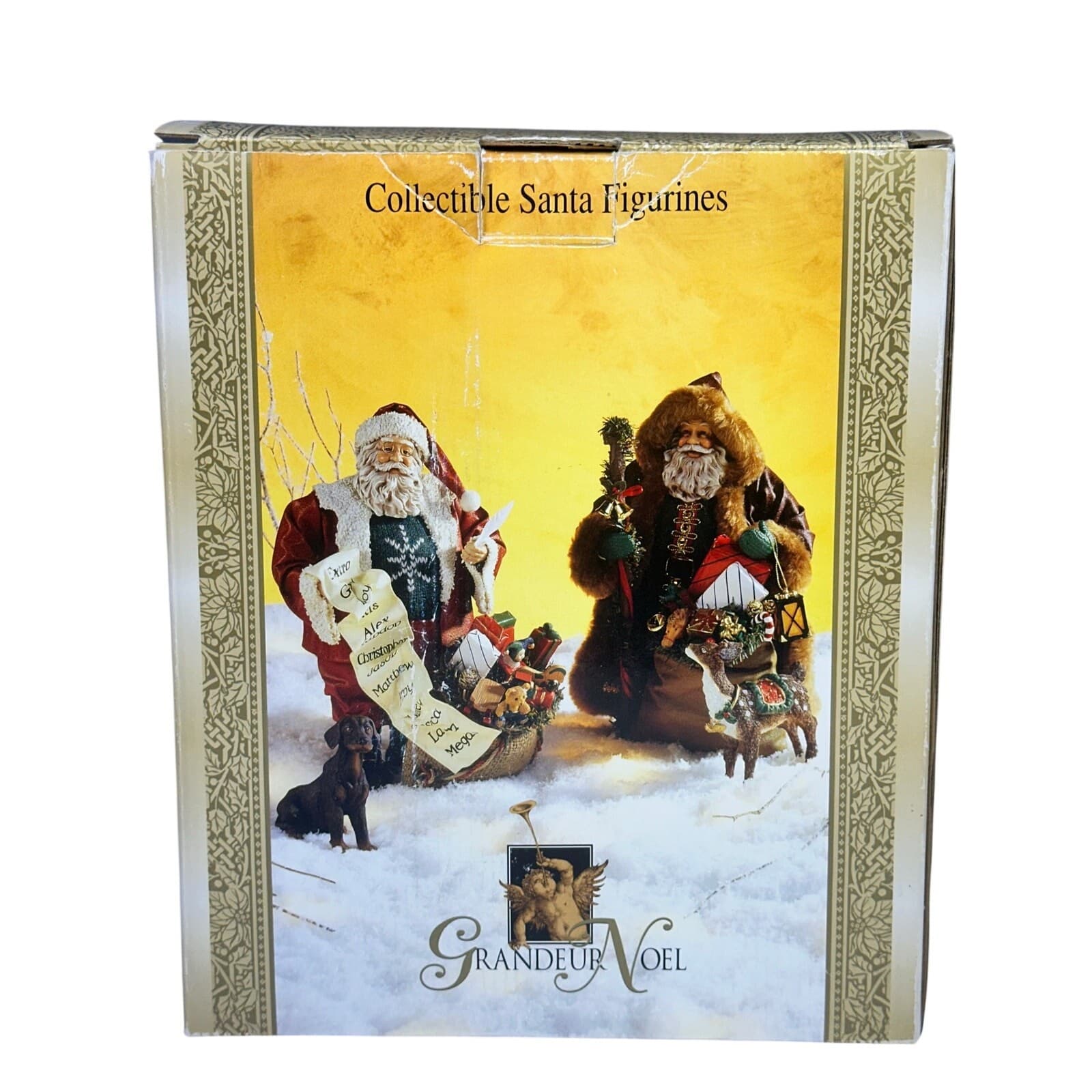 Grandeur Noel Collectible Hand Painted Fabric Mache 11" Santa Figurine-Set of 2