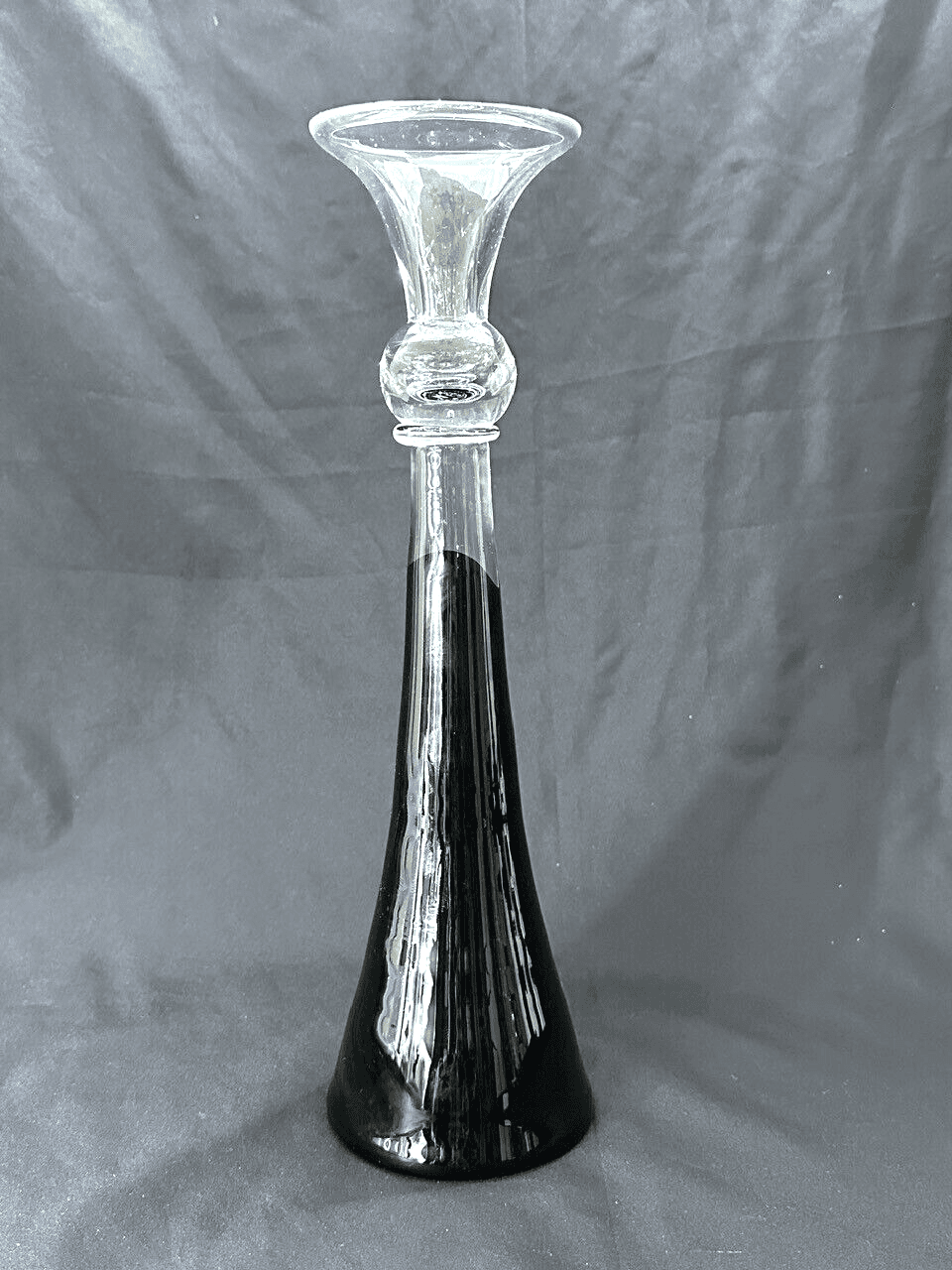 Hand Blown Glass Art Black Vase by Hurricane 15.25" - Thumbnail 7