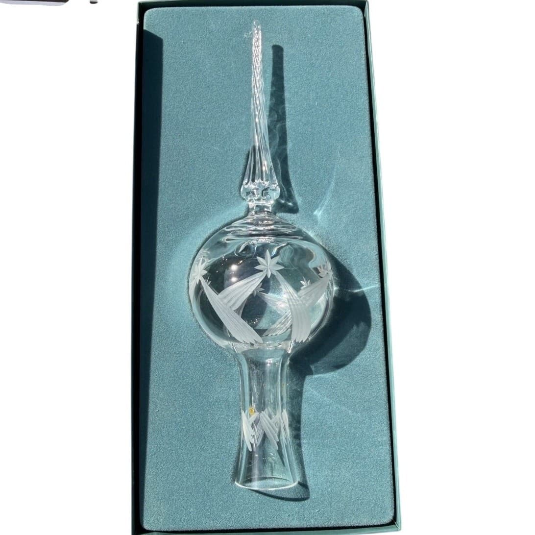 Lenox 1989 Christmas Lights Crystal Ornament Ball Spire Cut Frosted Glass w Box