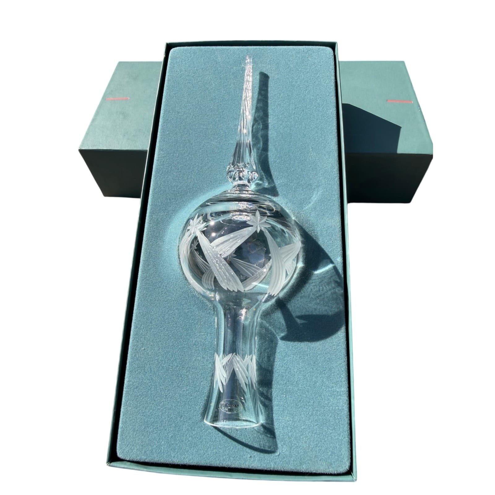 Lenox 1989 Christmas Lights Crystal Ornament Ball Spire Cut Frosted Glass w Box - Thumbnail 7