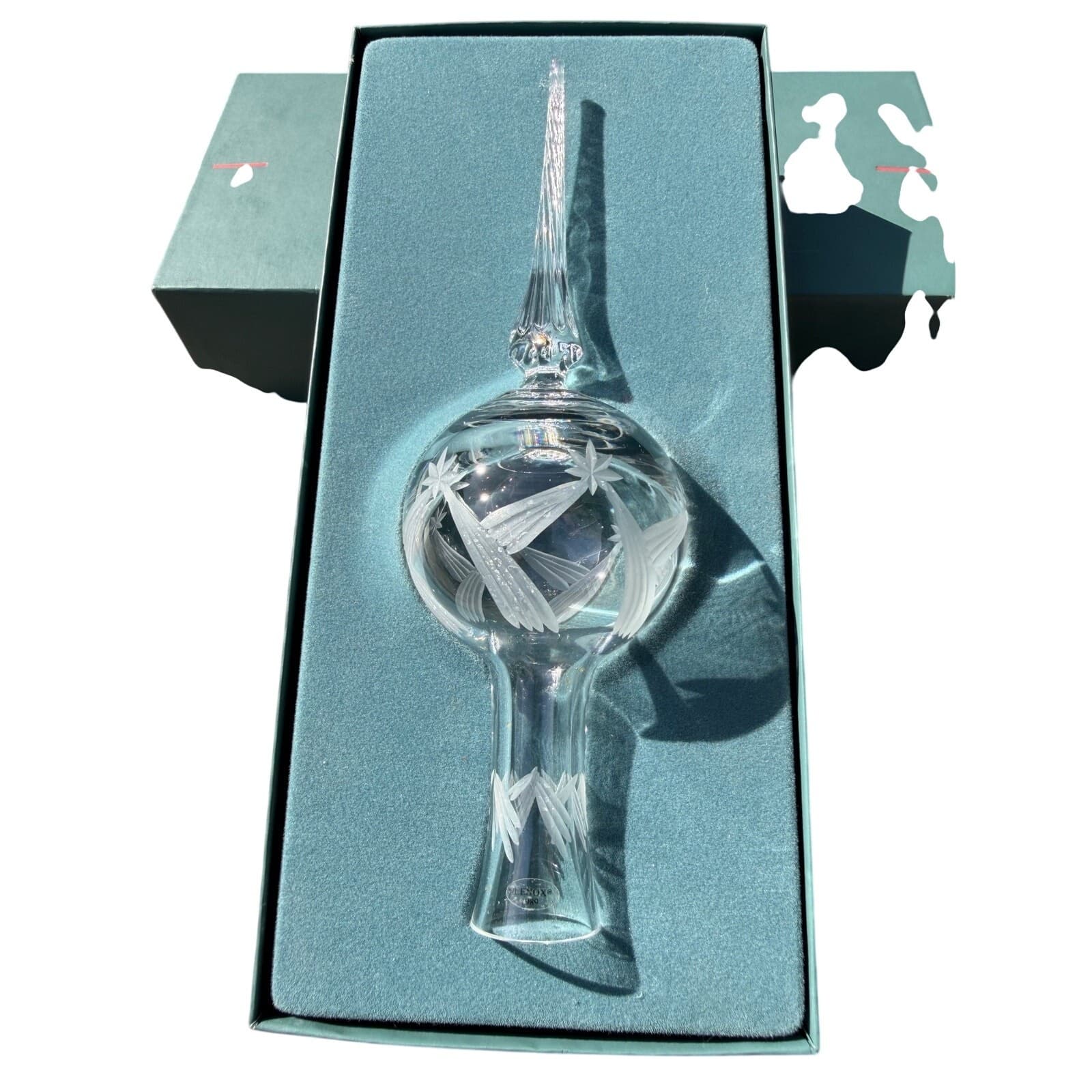 Lenox 1989 Christmas Lights Crystal Ornament Ball Spire Cut Frosted Glass w Box - Thumbnail 6