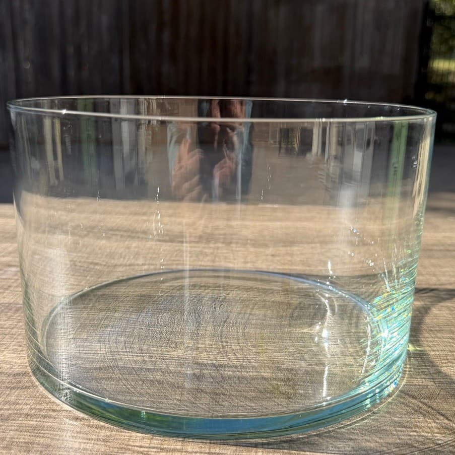 Modern Elegant Clear Glass 8 Inch Cylinder Style Salad Serving Bowl - Thumbnail 5