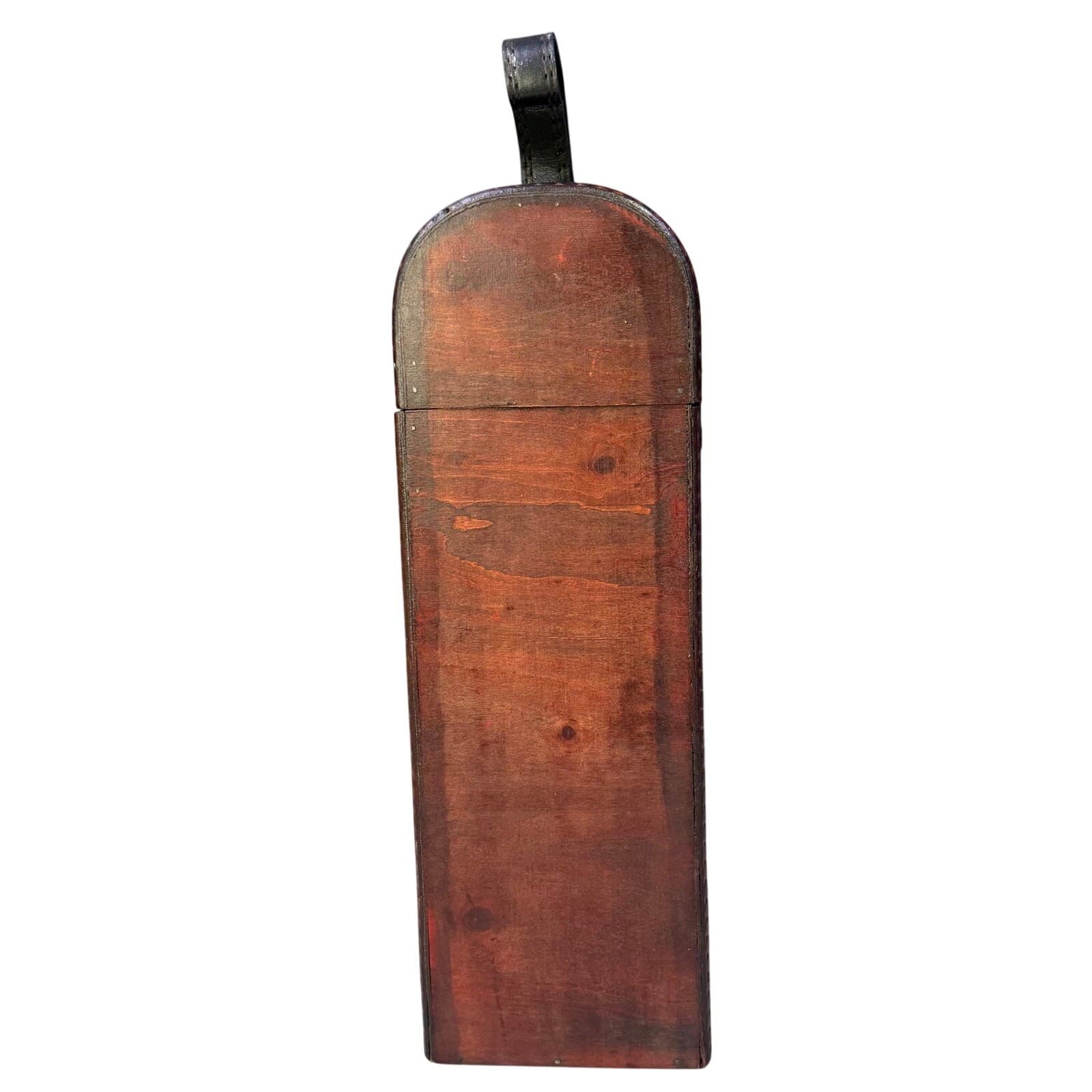 Wood Embossed 14" Brown Wine Carrier Box with Leather Handle - Thumbnail 2