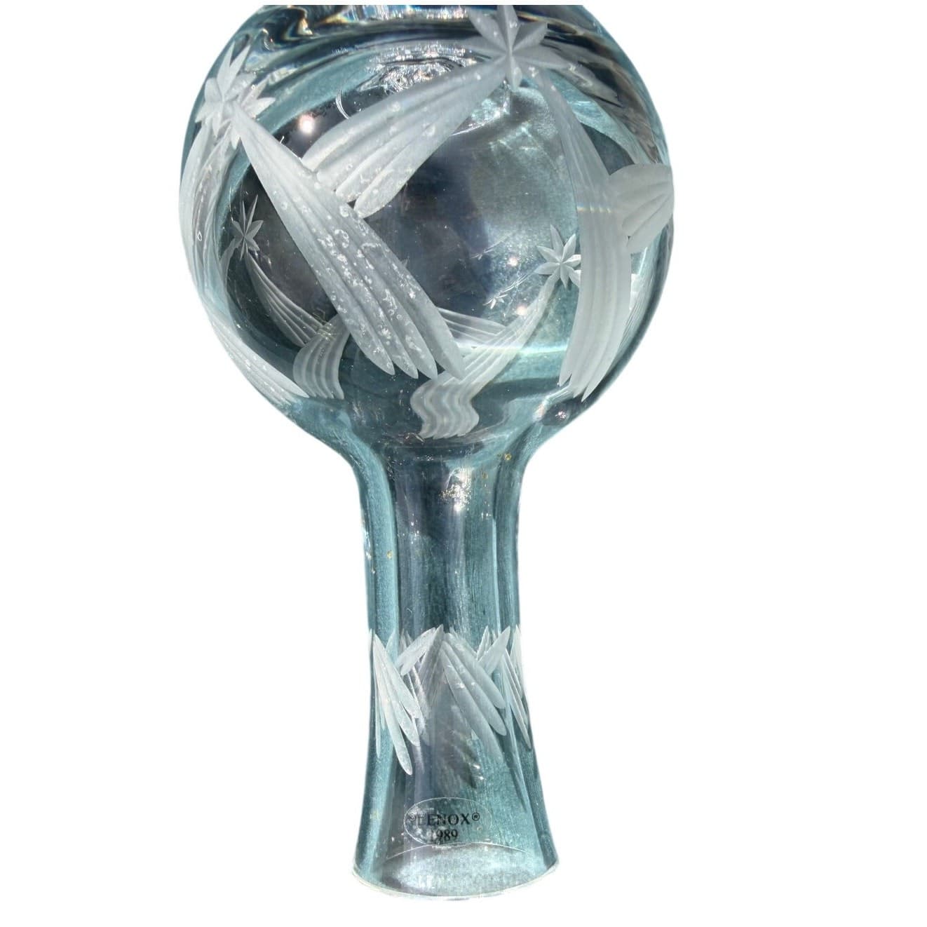 Lenox 1989 Christmas Lights Crystal Ornament Ball Spire Cut Frosted Glass w Box - Thumbnail 3
