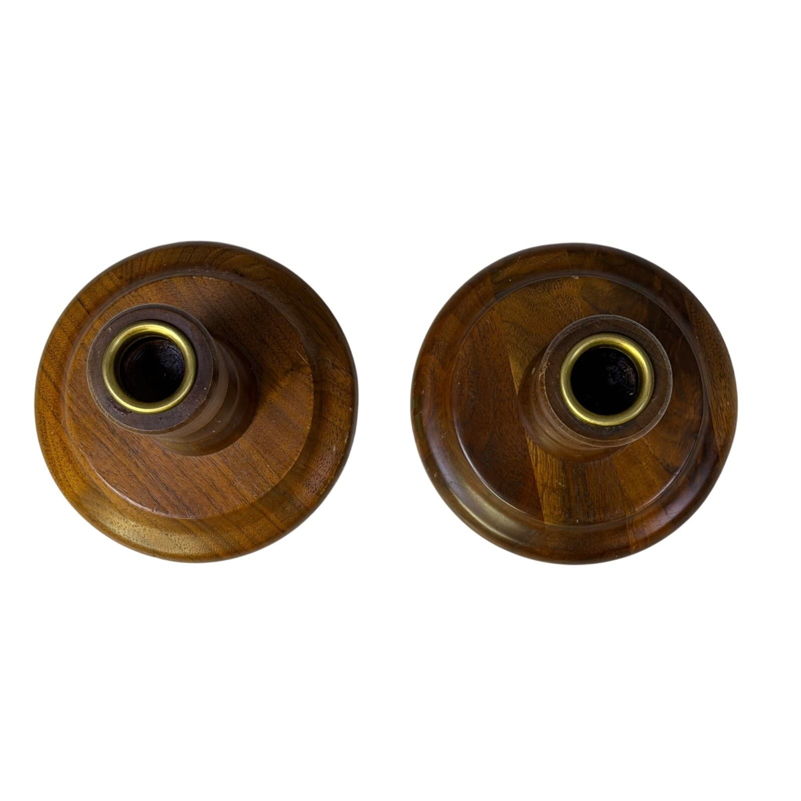 Pair Ozark WalnutWare Solid Walnut 5" Candlesticks Ozark Mo. - Thumbnail 2