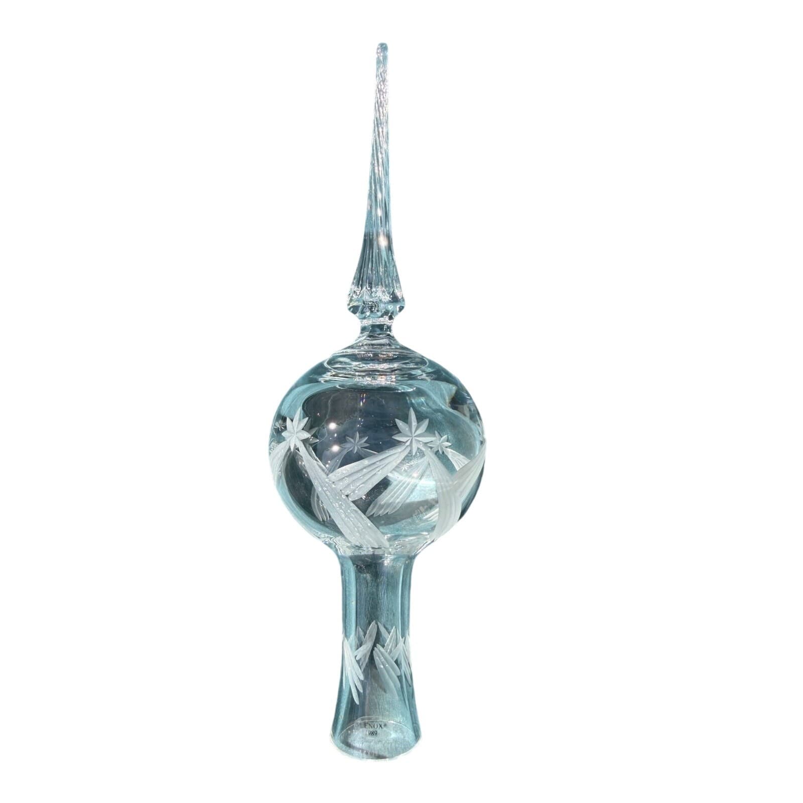 Lenox 1989 Christmas Lights Crystal Ornament Ball Spire Cut Frosted Glass w Box - Thumbnail 4