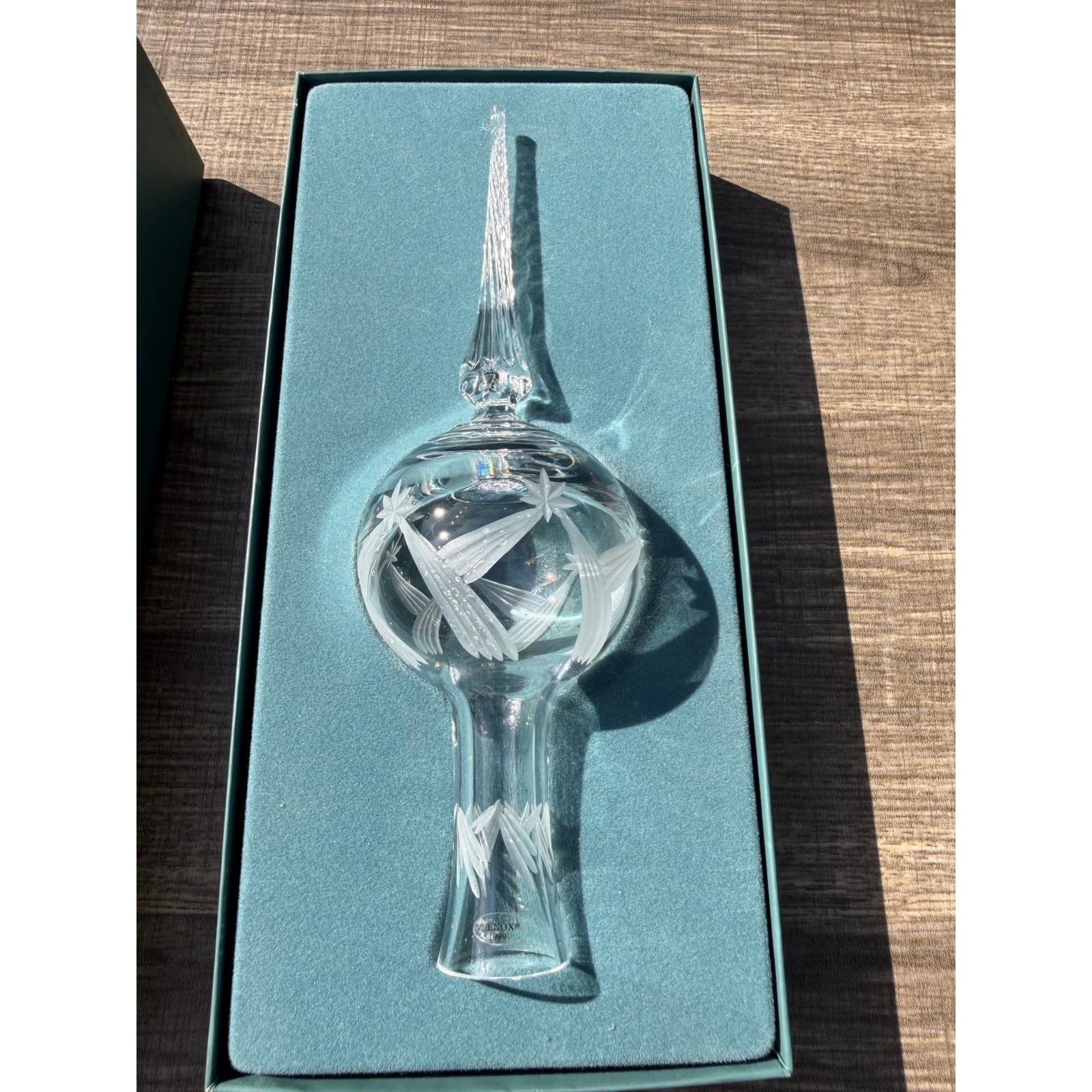 Lenox 1989 Christmas Lights Crystal Ornament Ball Spire Cut Frosted Glass w Box - Thumbnail 9