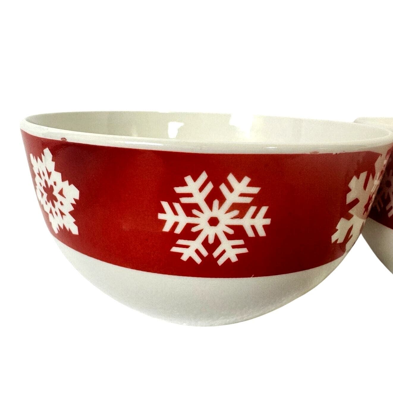 Royal Norfolk Stoneware Red Snowflake 5.5" Soup/Cereal Bowls-Set of 4 - Thumbnail 4