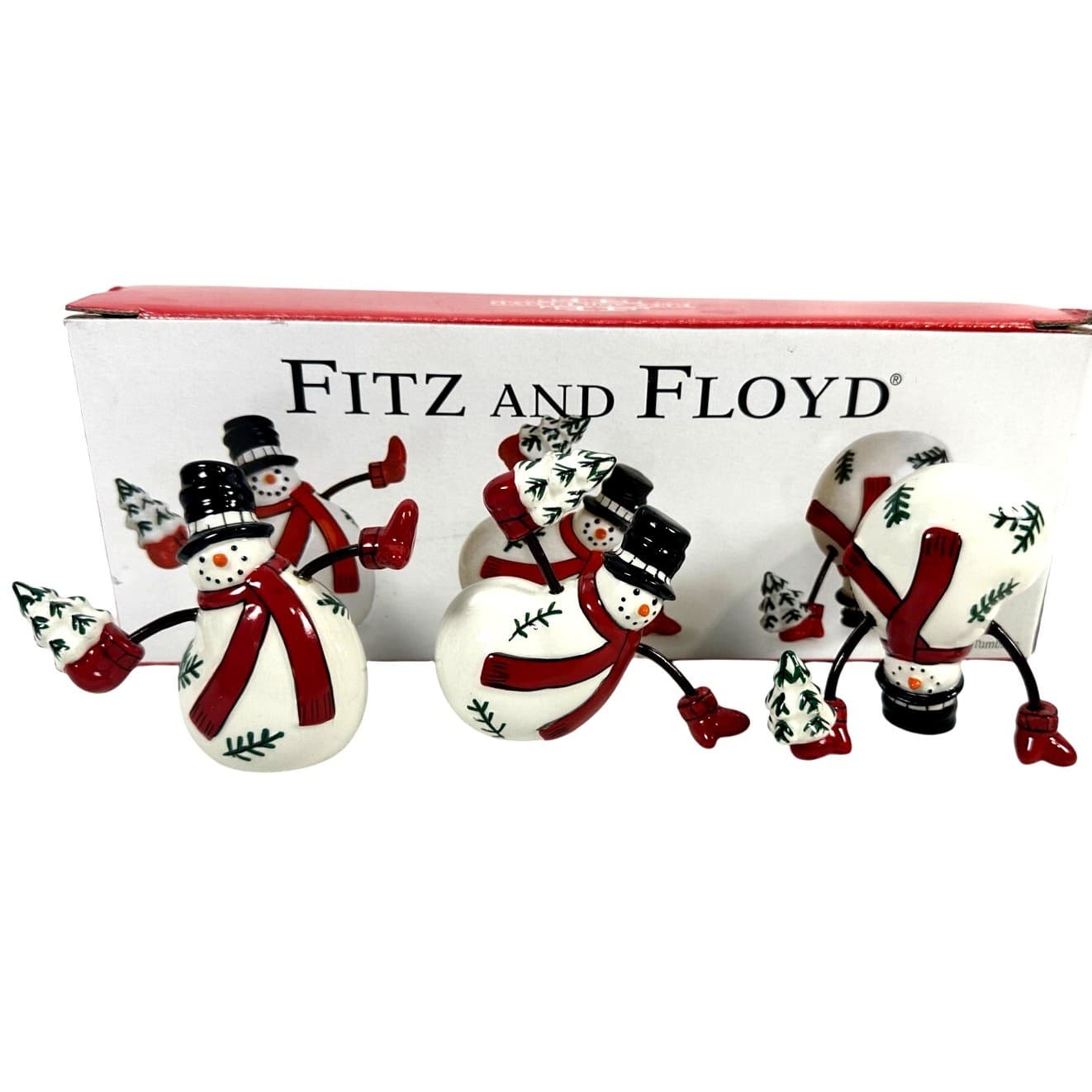 Fitz and Floyd Celebrate Christmas Snowmen-Original Box-Set of 3 - Thumbnail 2