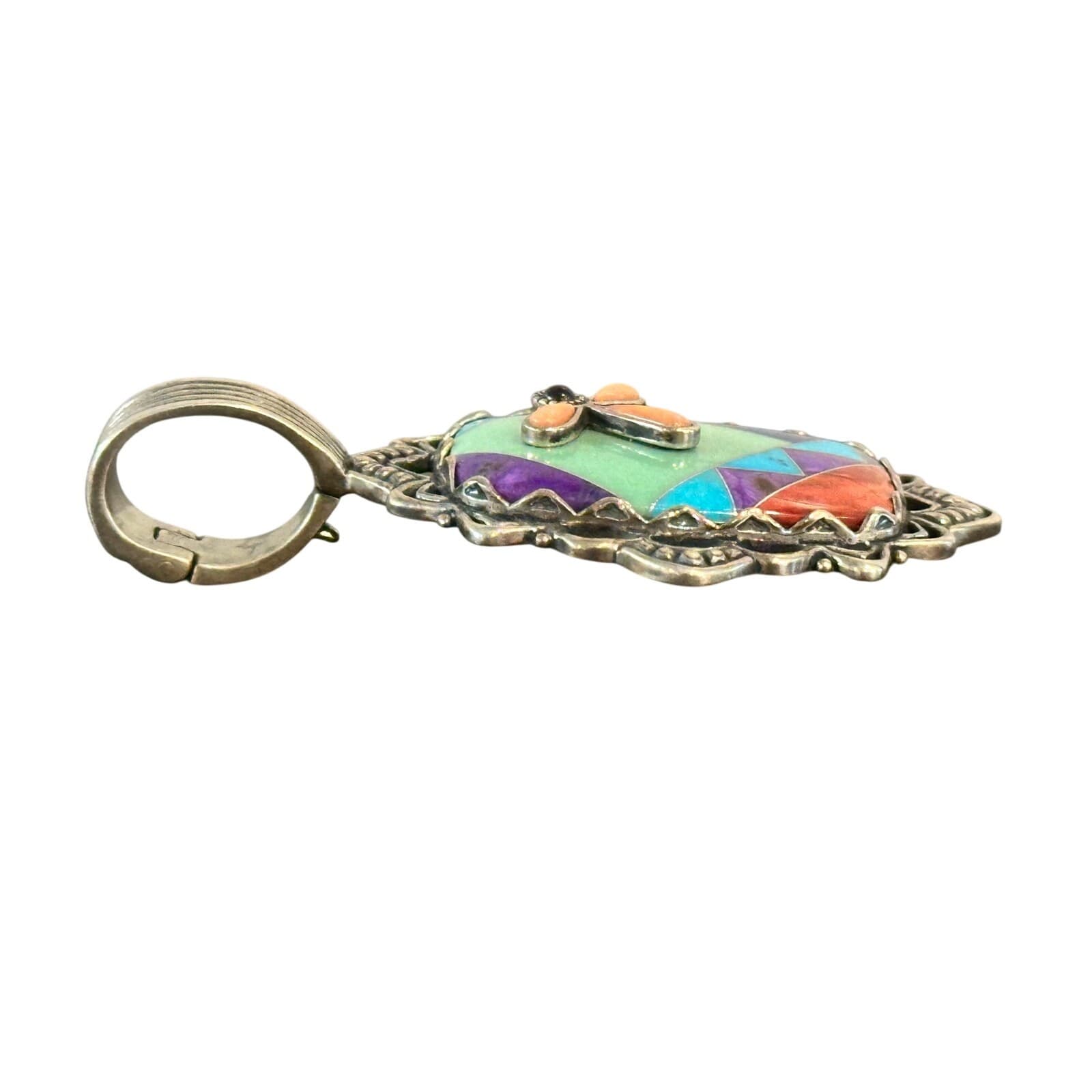 Carolyn Pollack Sterling Multi Gemstone Vintage Dragonfly Pendant Enhancer - Thumbnail 7