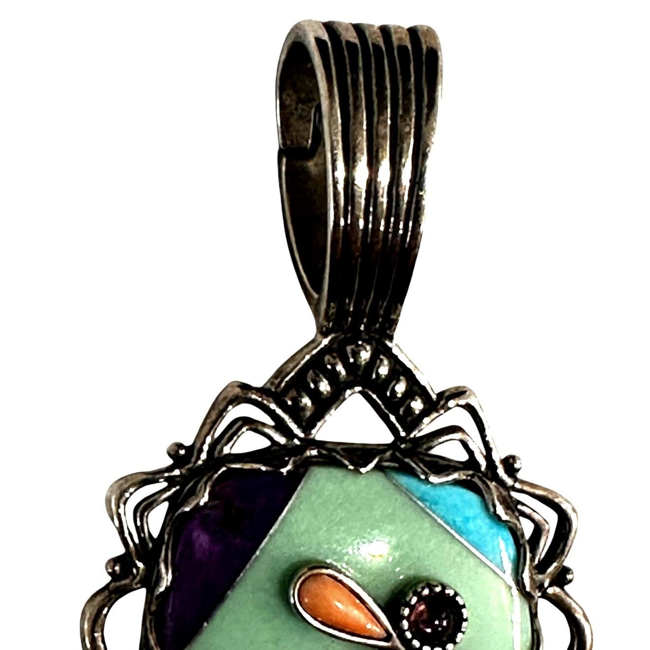 Carolyn Pollack Sterling Multi Gemstone Vintage Dragonfly Pendant Enhancer - Thumbnail 3