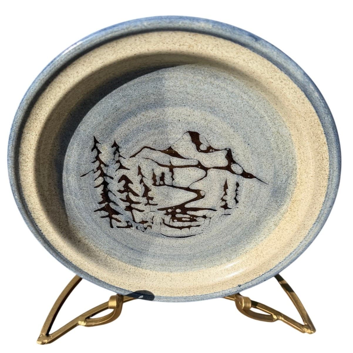 Bill Aitken Studio Pottery Plate 11” Colorado Mountain Spruce Landscape Signed