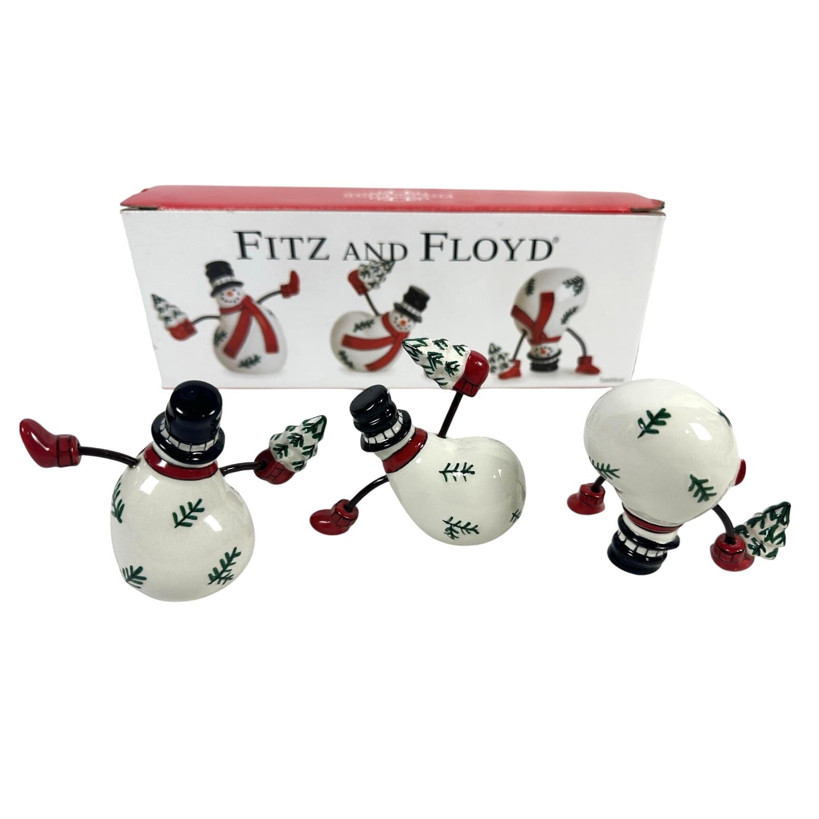 Fitz and Floyd Celebrate Christmas Snowmen-Original Box-Set of 3 - Thumbnail 4