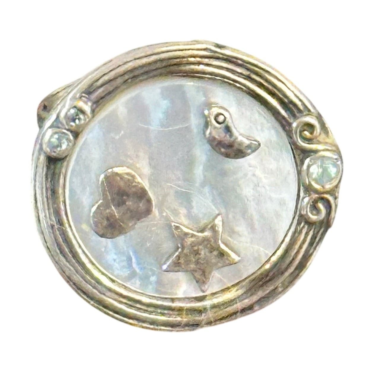 Didae Israel Sterling Silver Mother of Pearl Bird Star Heart Romantic Ring - Thumbnail 3