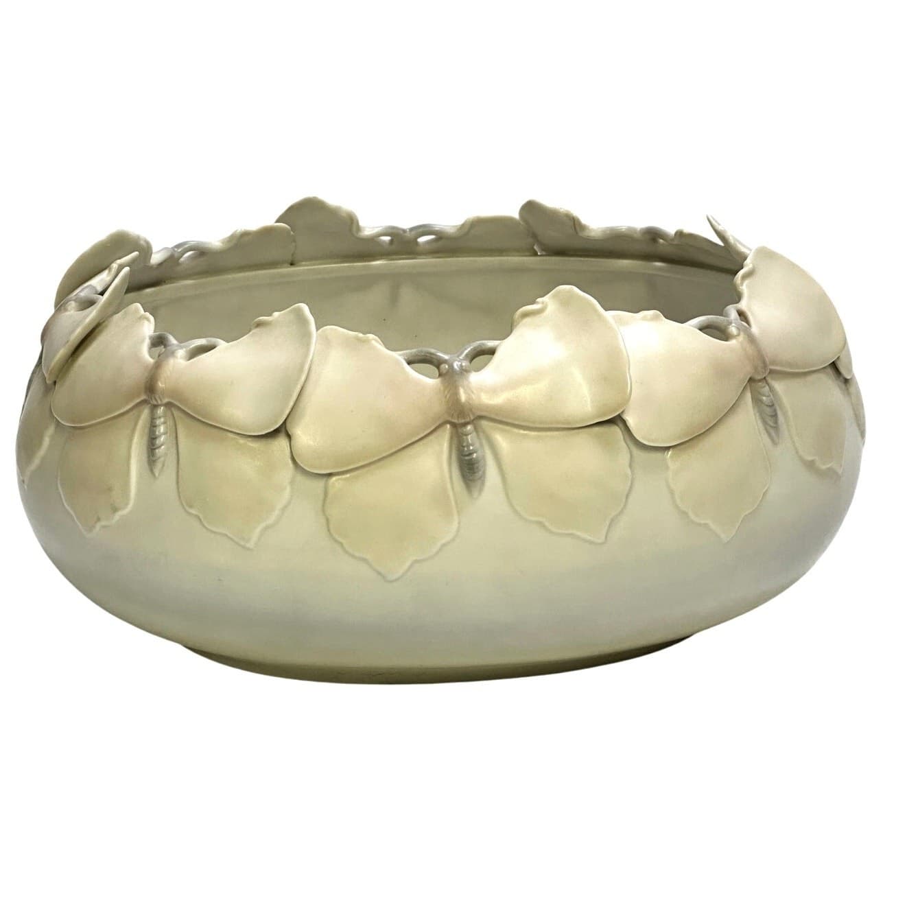 Fitz & Floyd 1982 Japan 'Elegant Butterflies' Large Oval Centerpiece Art Bowl