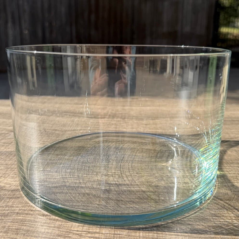 Modern Elegant Clear Glass 8 Inch Cylinder Style Salad Serving Bowl