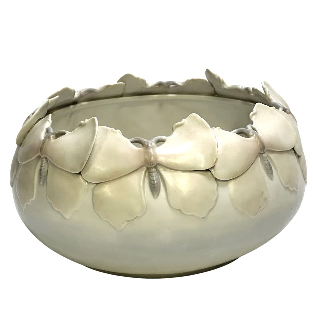 Fitz & Floyd 1982 Japan 'Elegant Butterflies' Large Oval Centerpiece Art Bowl - Thumbnail 4