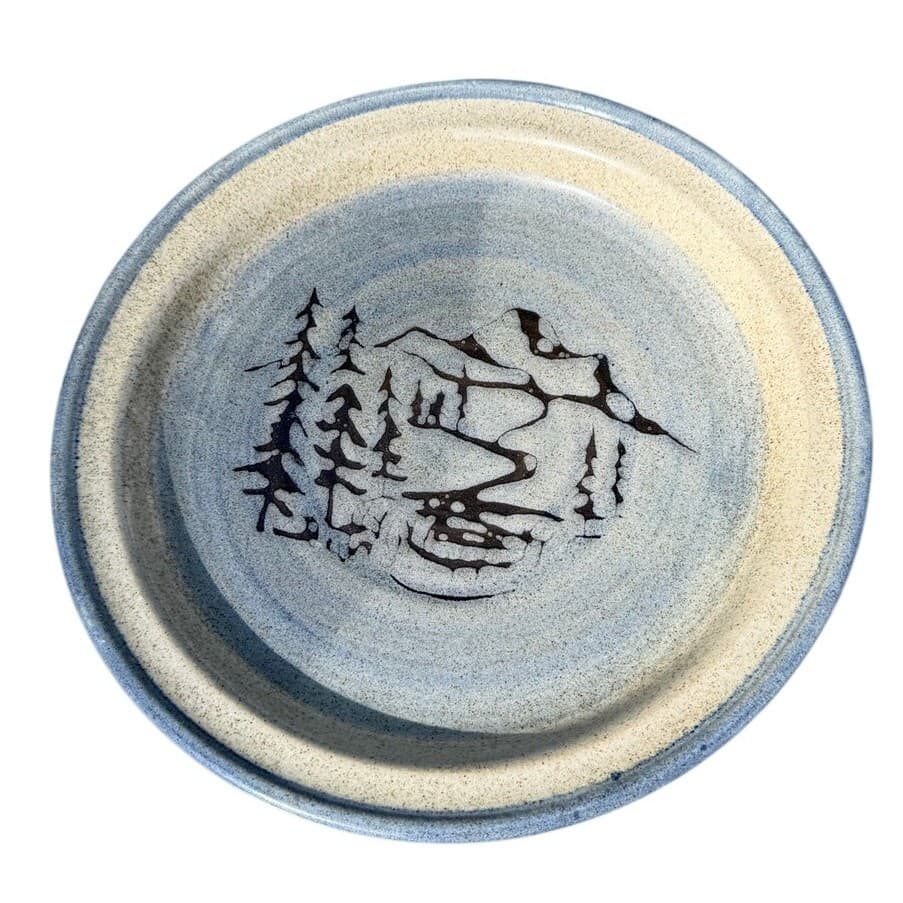 Bill Aitken Studio Pottery Plate 11” Colorado Mountain Spruce Landscape Signed - Thumbnail 8