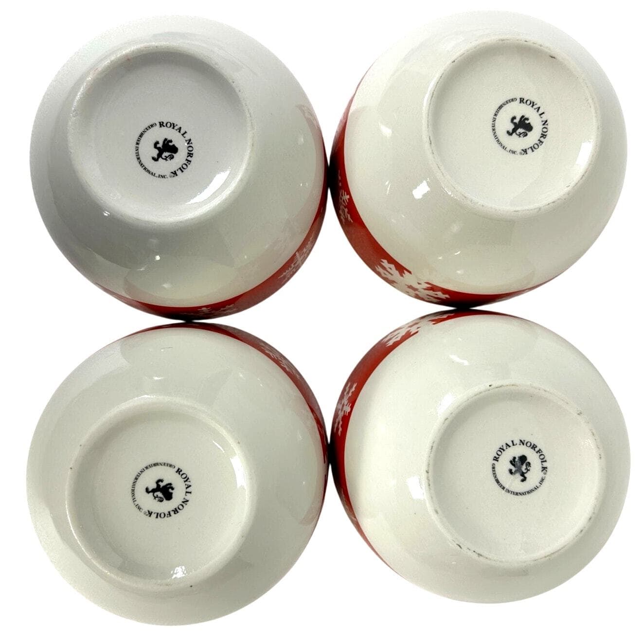Royal Norfolk Stoneware Red Snowflake 5.5" Soup/Cereal Bowls-Set of 4 - Thumbnail 2