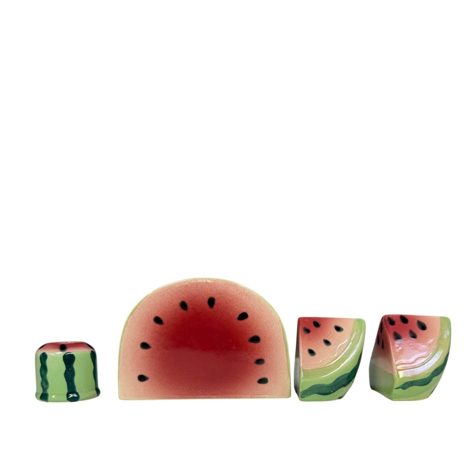 Country Designs Watermelon 4-PC Tabletop Set-Napkin Holder Toothpick Salt Pepper - Thumbnail 3