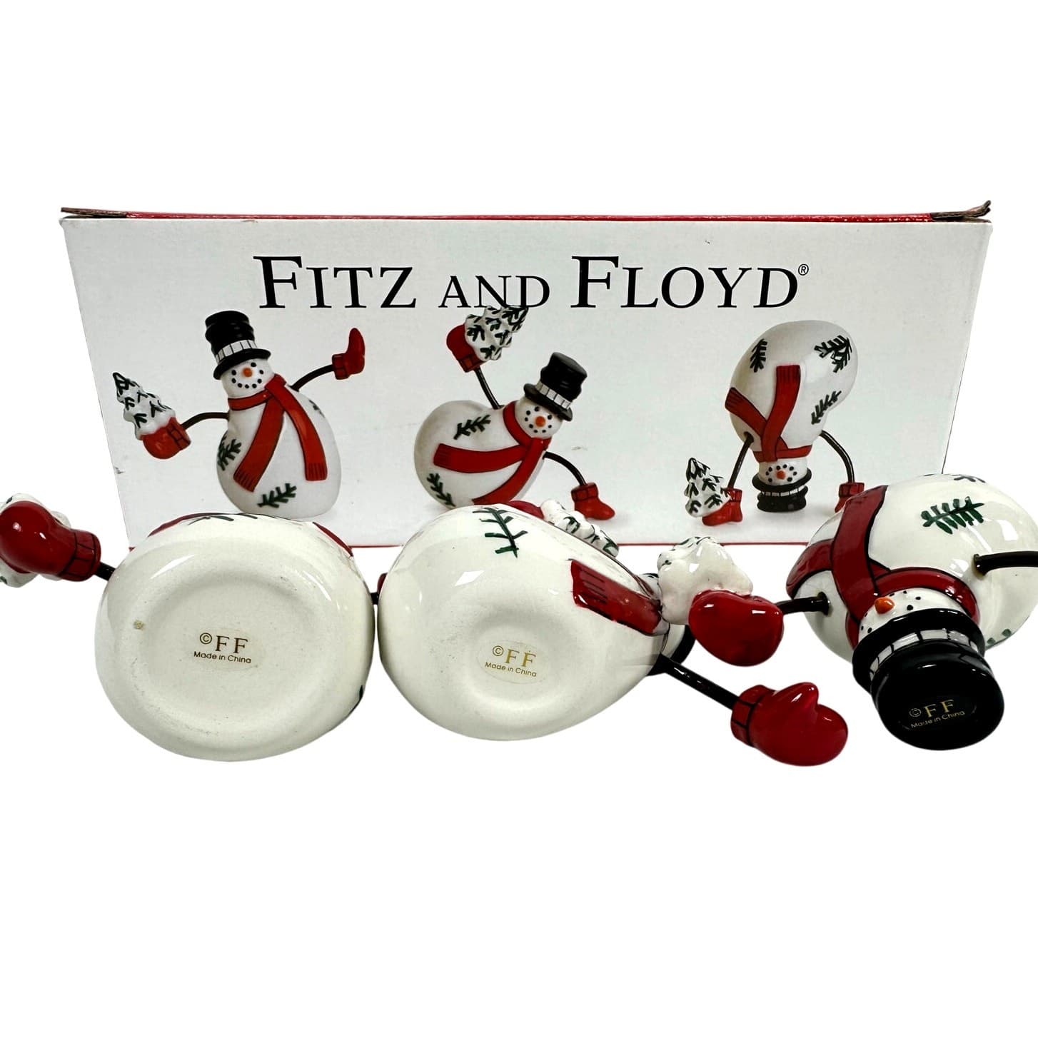 Fitz and Floyd Celebrate Christmas Snowmen-Original Box-Set of 3 - Thumbnail 5