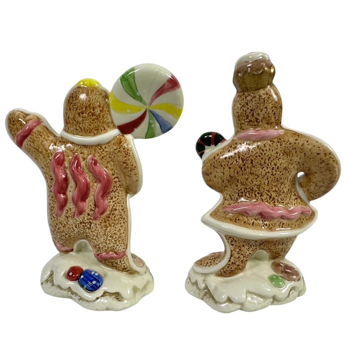 Fitz Floyd Candy Lane Express Holiday Gingerbread Couple Salt & Pepper-No box - Thumbnail 2