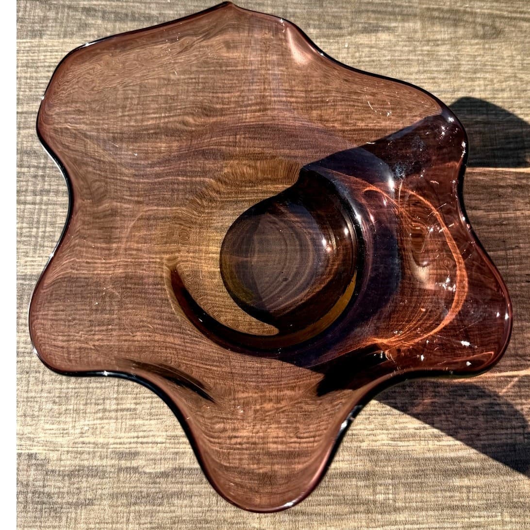 Amethyst Vintage Abstract Modern Art Glass Handkerchief 7" Display Bowl-Stunning - Thumbnail 8