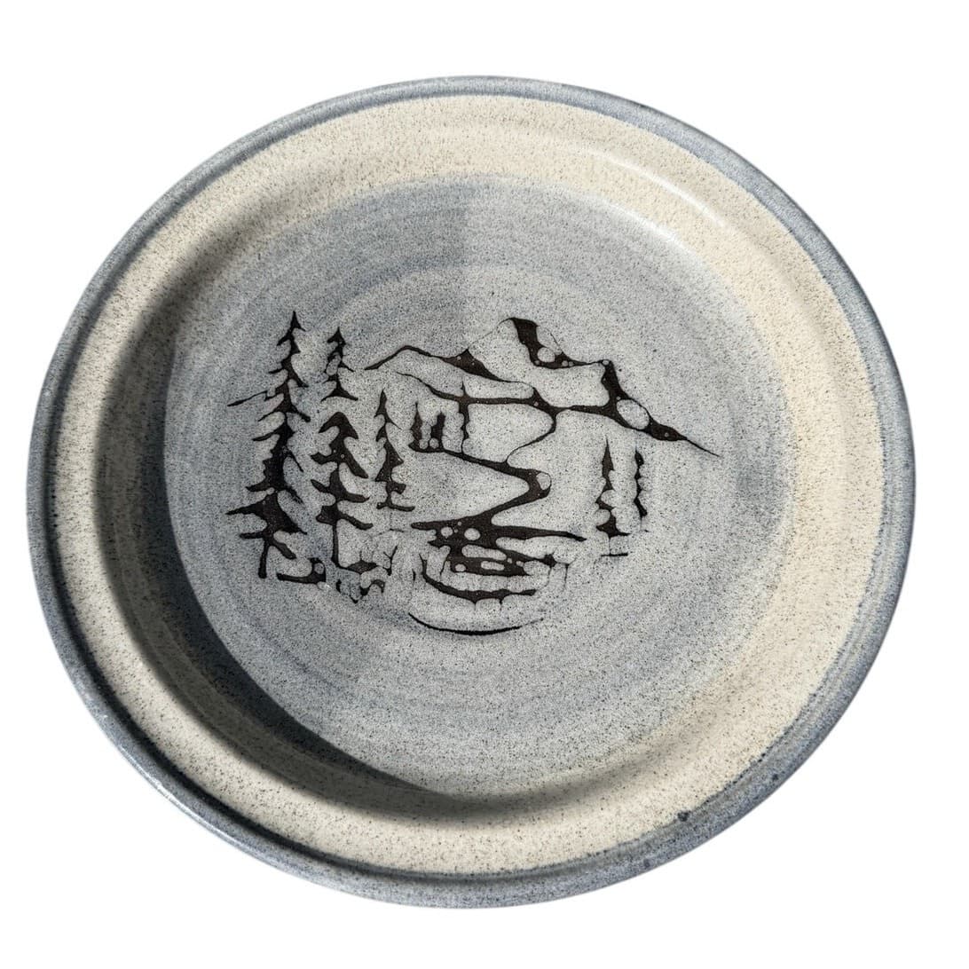 Bill Aitken Studio Pottery Plate 11” Colorado Mountain Spruce Landscape Signed - Thumbnail 3