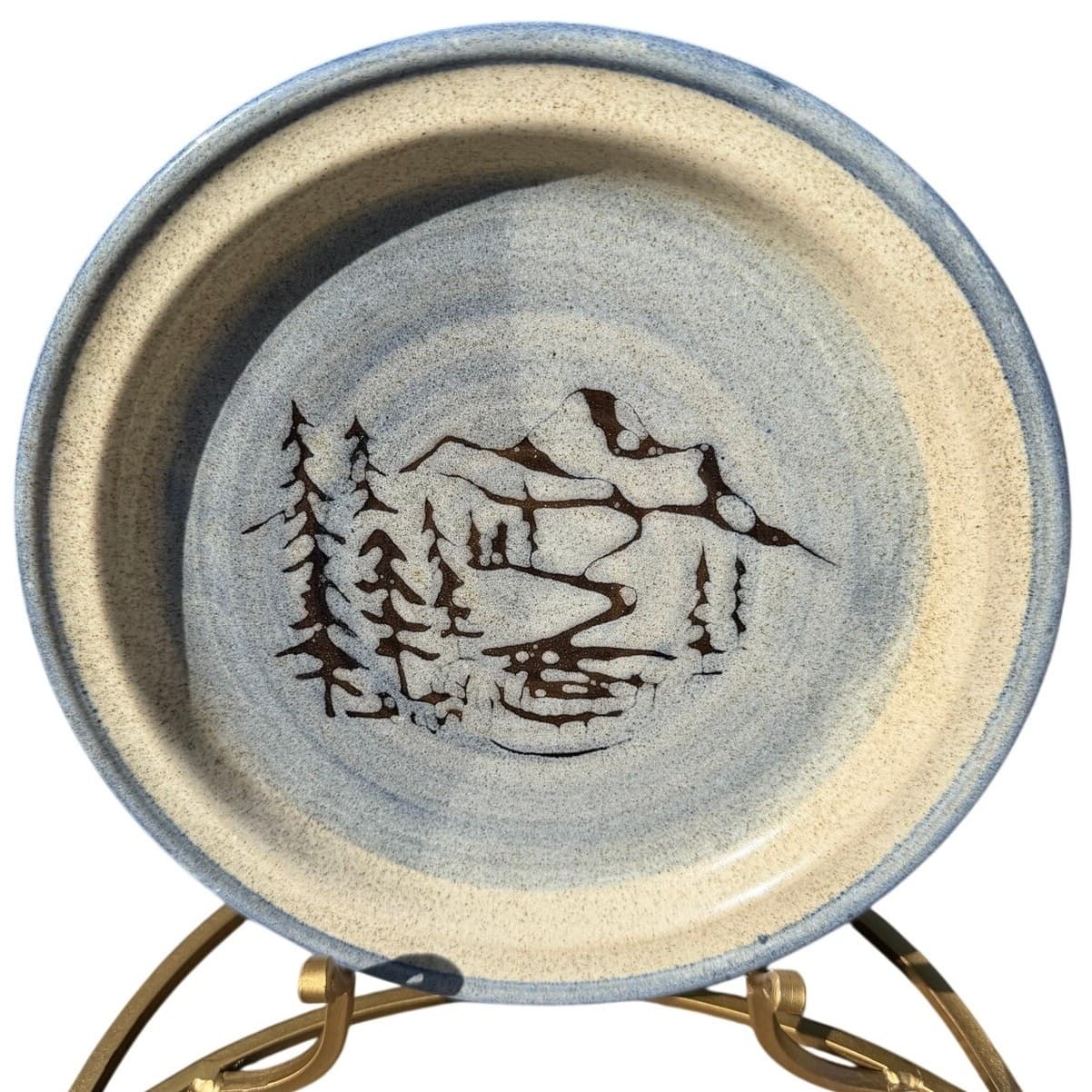 Bill Aitken Studio Pottery Plate 11” Colorado Mountain Spruce Landscape Signed - Thumbnail 4