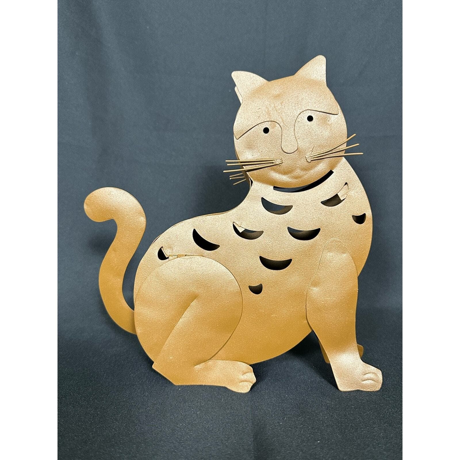 Metal Art Tin Tall Cat Votive Candle Luminary 9.5" - Thumbnail 2