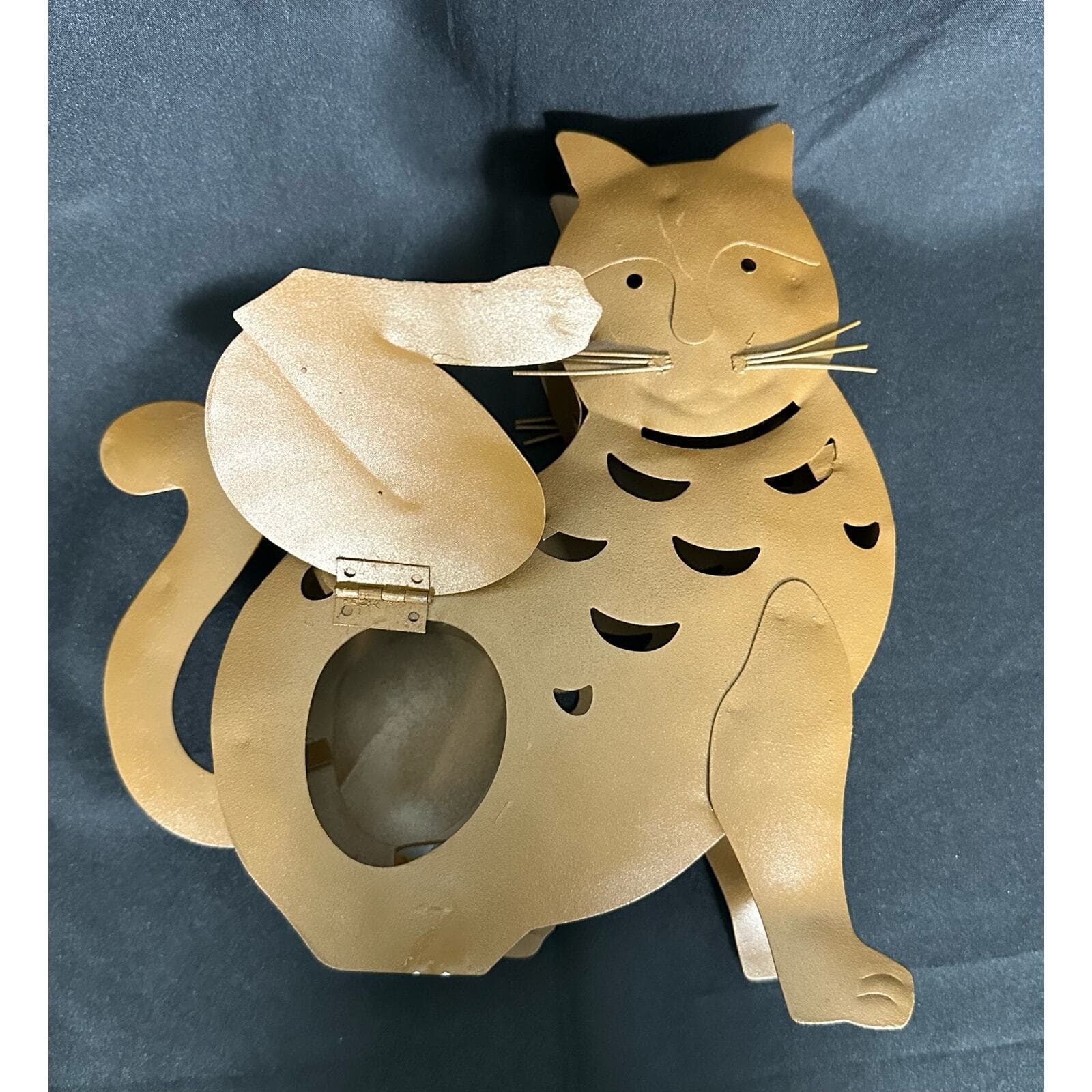 Metal Art Tin Tall Cat Votive Candle Luminary 9.5" - Thumbnail 3