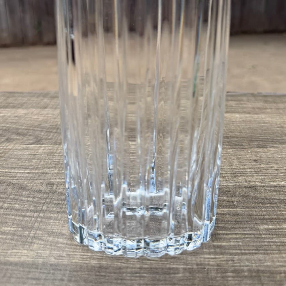 Atlantis Crystal 'Fantasy' Vase 10" Lead Crystal Portugal Ribbed Signed Etched - Thumbnail 3