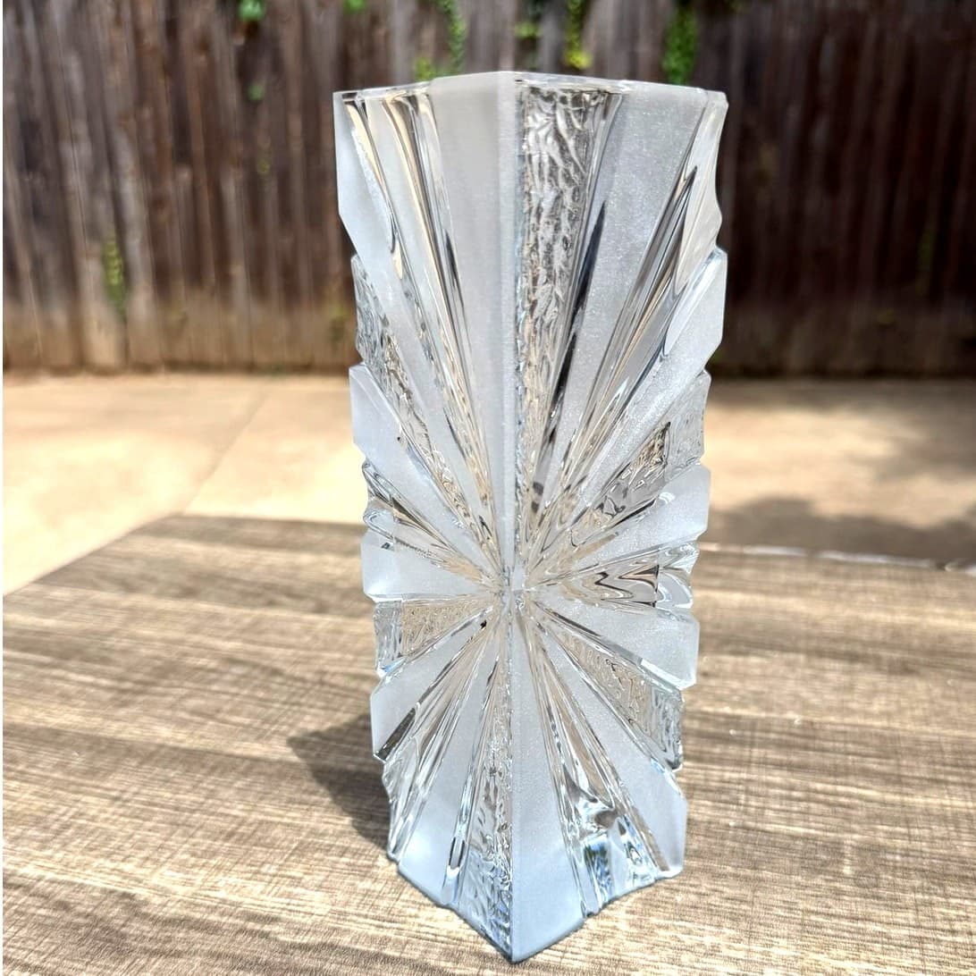 Warmensteinach Glaswerke Polar Crystal Vase 8.25" Brutalist MCM West Germany - Thumbnail 7