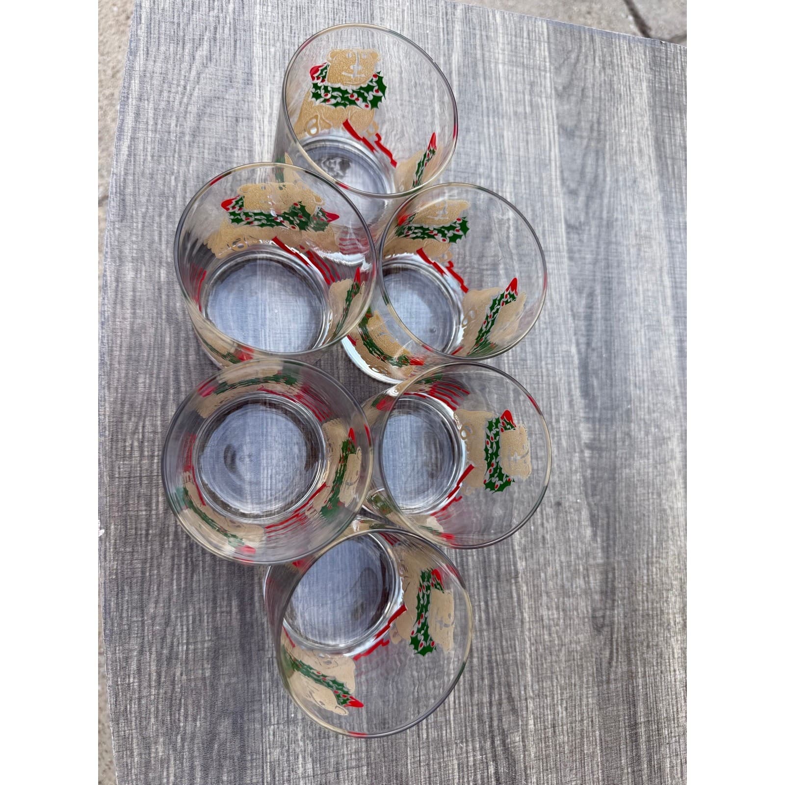 Neiman Marcus 1990's Christmas Teddy Bear Rocks Glasses Holiday Barware-Set of 6 - Thumbnail 3