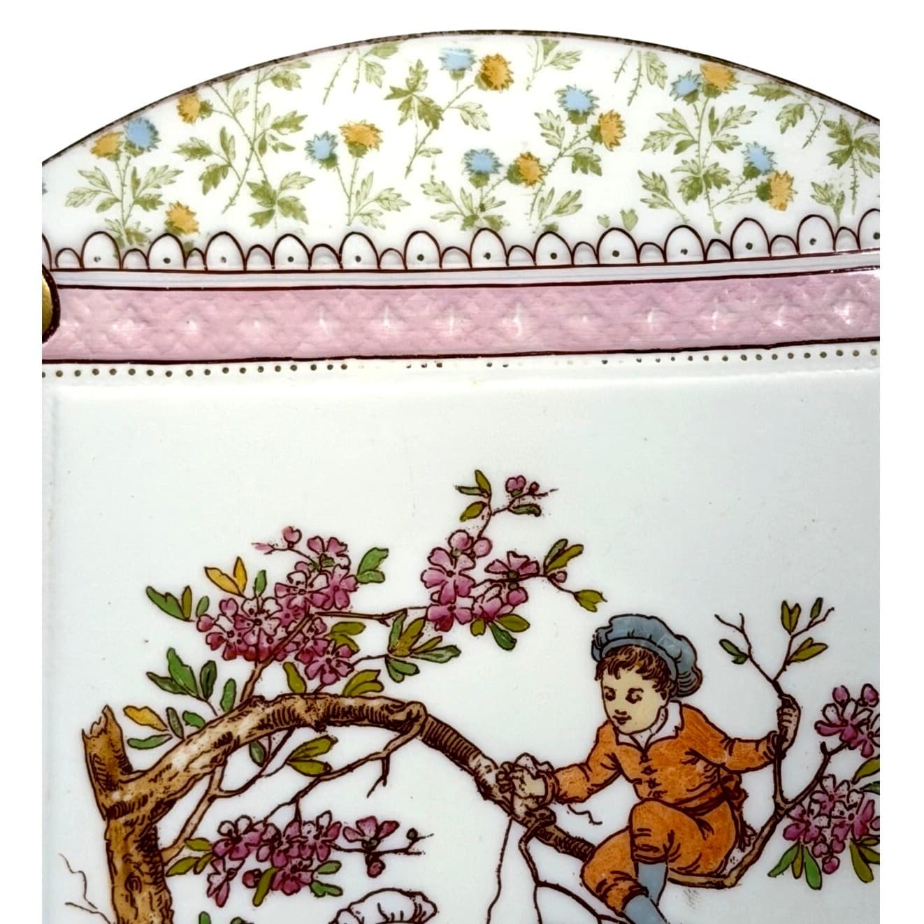 Rare Wedgwood England c. 1890 Hand Painted Enameled Transfer Pattern Cake Stand - Thumbnail 5