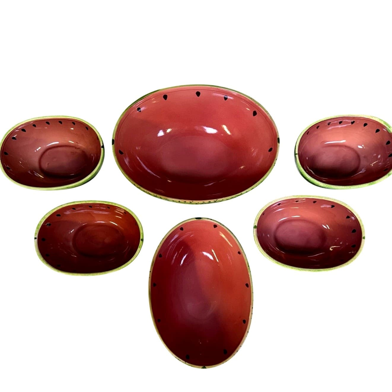 Watermelon Design Unique 6-PC Salad Set-2 Serving Bowls/4 Individual Salad Bowls - Thumbnail 2