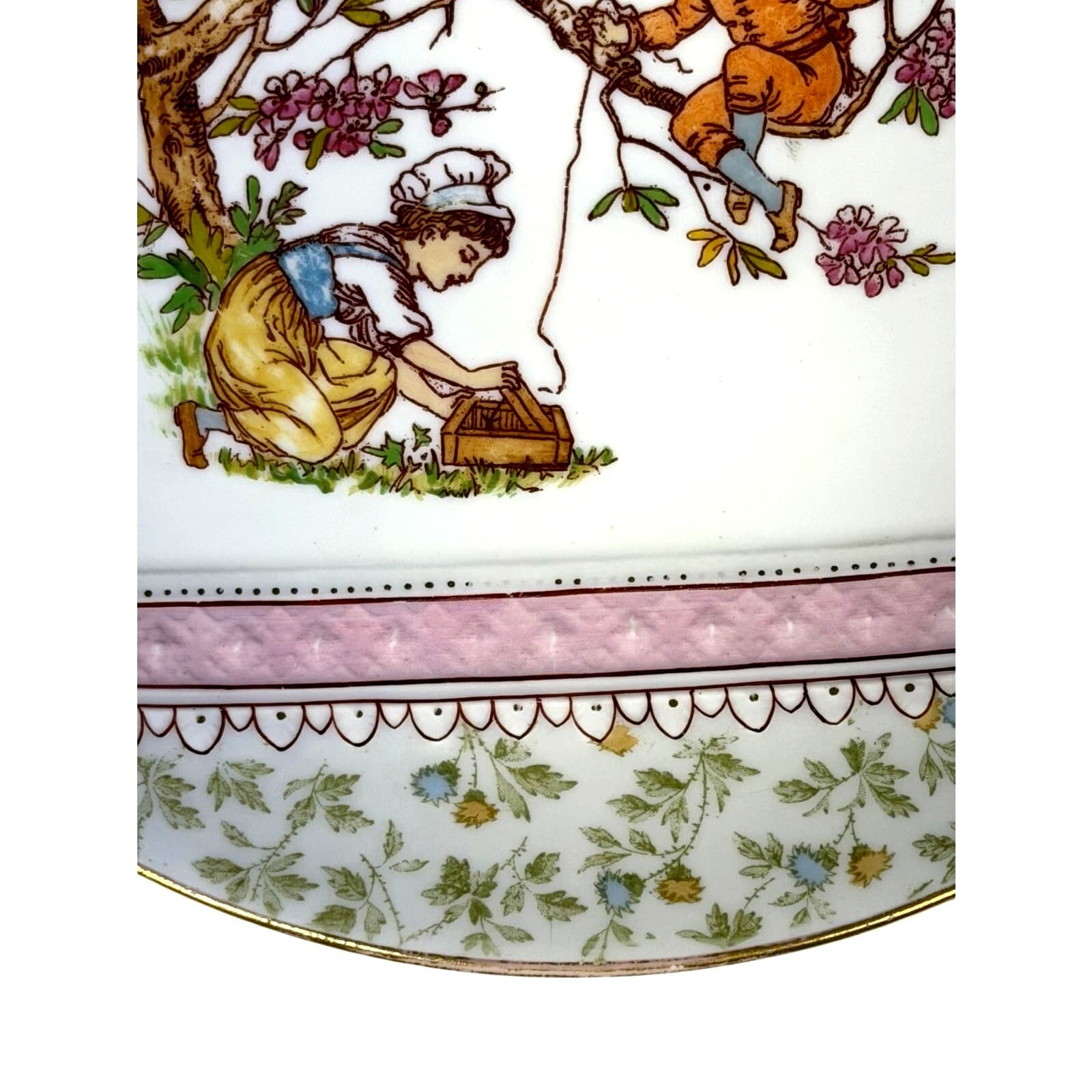 Rare Wedgwood England c. 1890 Hand Painted Enameled Transfer Pattern Cake Stand - Thumbnail 7