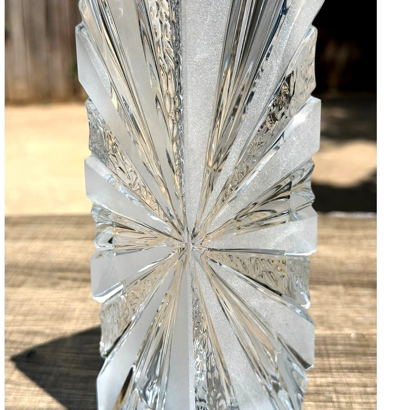 Warmensteinach Glaswerke Polar Crystal Vase 8.25" Brutalist MCM West Germany - Thumbnail 5