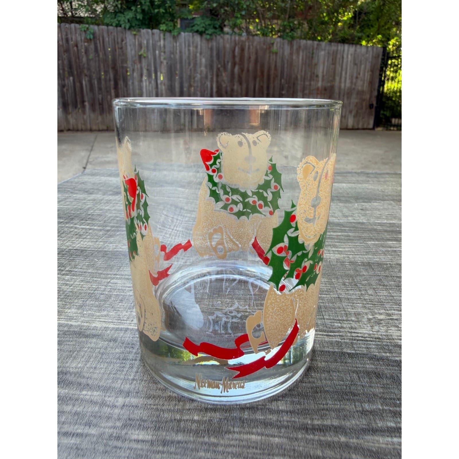Neiman Marcus 1990's Christmas Teddy Bear Rocks Glasses Holiday Barware-Set of 6 - Thumbnail 4