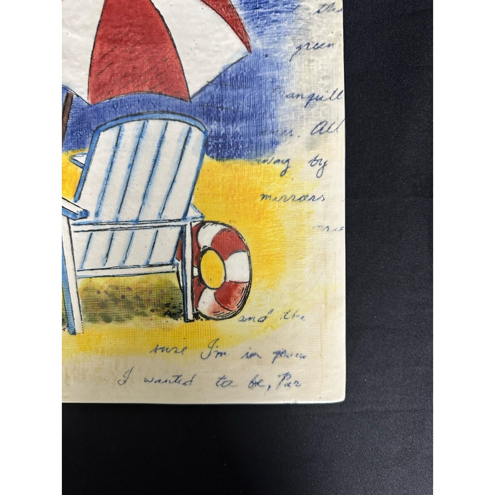 Ceramic Painted Beach Scene Wall Art 13.5 x 13.5 - Thumbnail 7