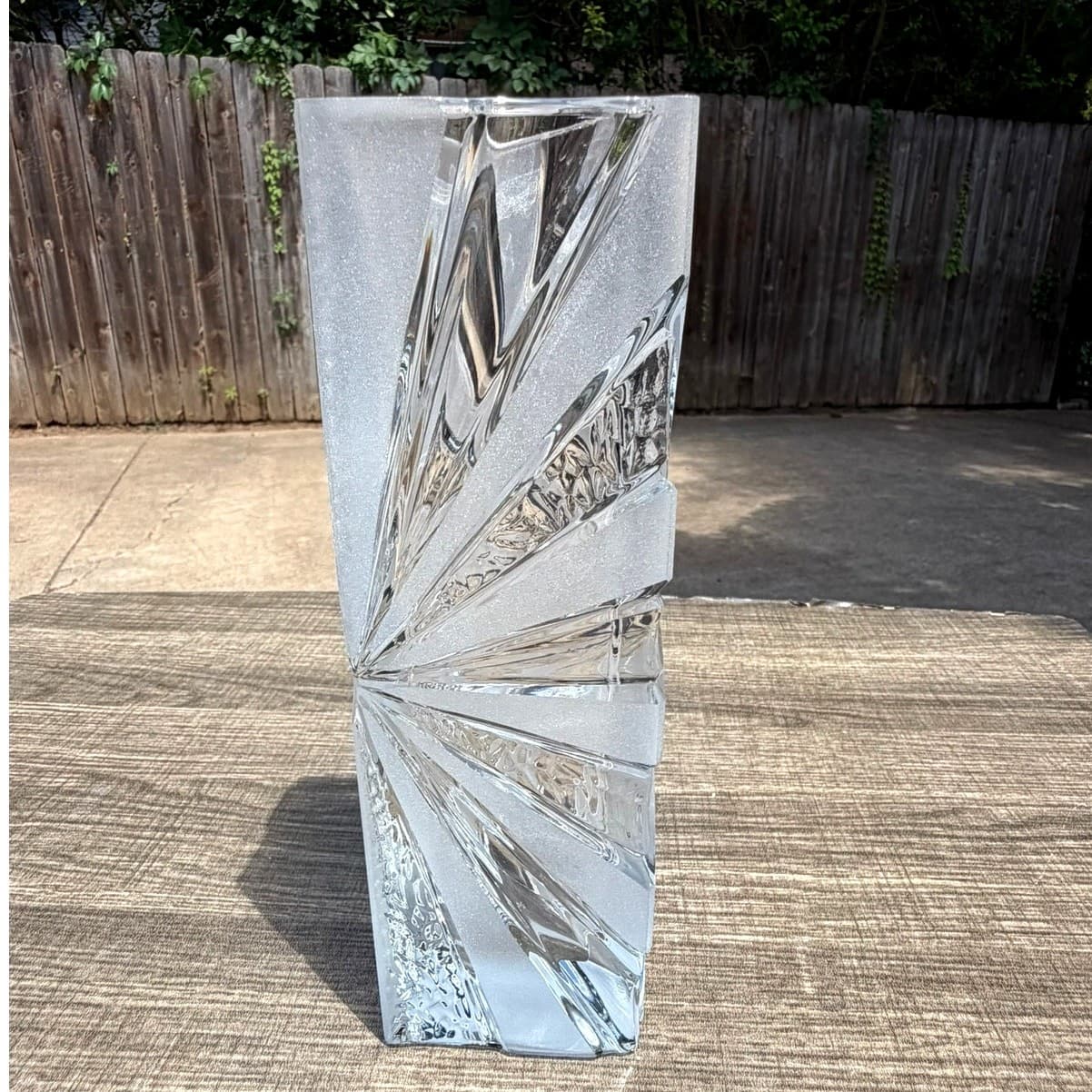 Warmensteinach Glaswerke Polar Crystal Vase 8.25" Brutalist MCM West Germany
