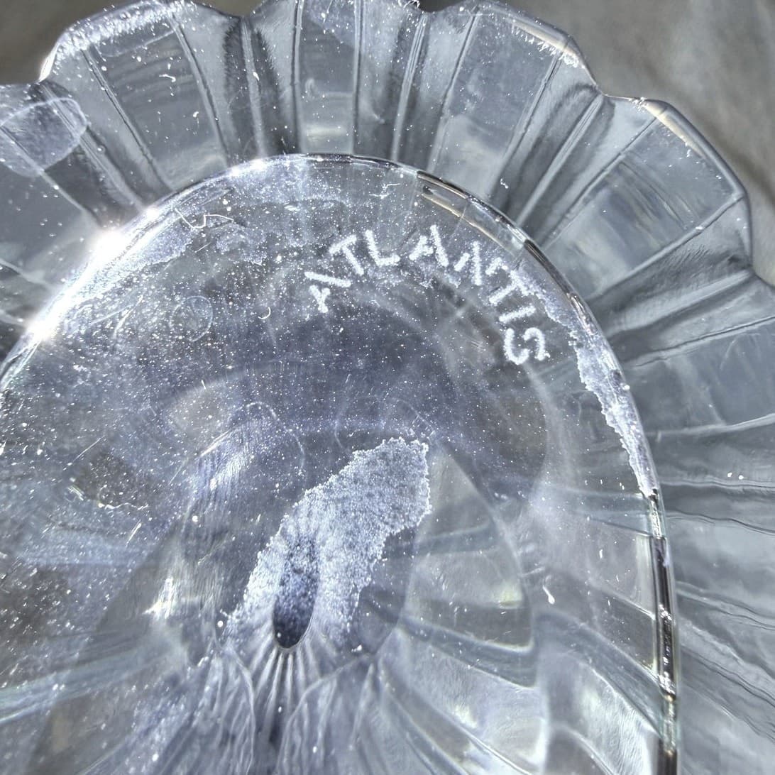 Atlantis Crystal 'Fantasy' Vase 10" Lead Crystal Portugal Ribbed Signed Etched - Thumbnail 8