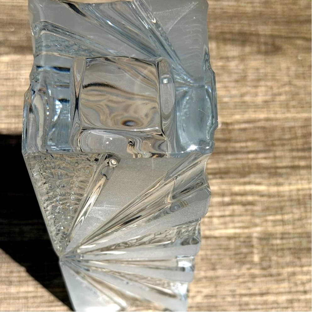 Warmensteinach Glaswerke Polar Crystal Vase 8.25" Brutalist MCM West Germany - Thumbnail 10